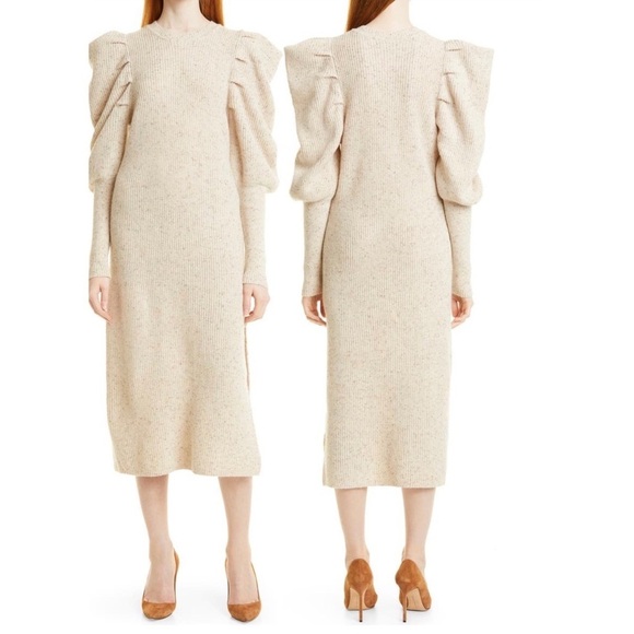 NEW. Ted Baker London Marnia Puff Sleeve Wool Blend Midi Sweater Dress Size 8 - Picture 1 of 5